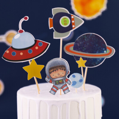 Astronaut Cake Διακόσμηση Planets Topper Spaceman Στολίδια ψησίματος για Kid Boy Universe Outer Space πάρτι γενεθλίων