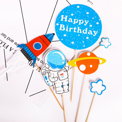 Astronaut Cake Διακόσμηση Planets Topper Spaceman Στολίδια ψησίματος για Kid Boy Universe Outer Space πάρτι γενεθλίων