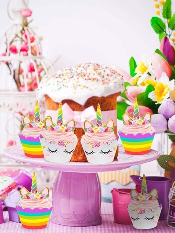 12 unicorn cake plug-in-12 украса за кексчета, украса за торта на тема еднорог, украса за торта