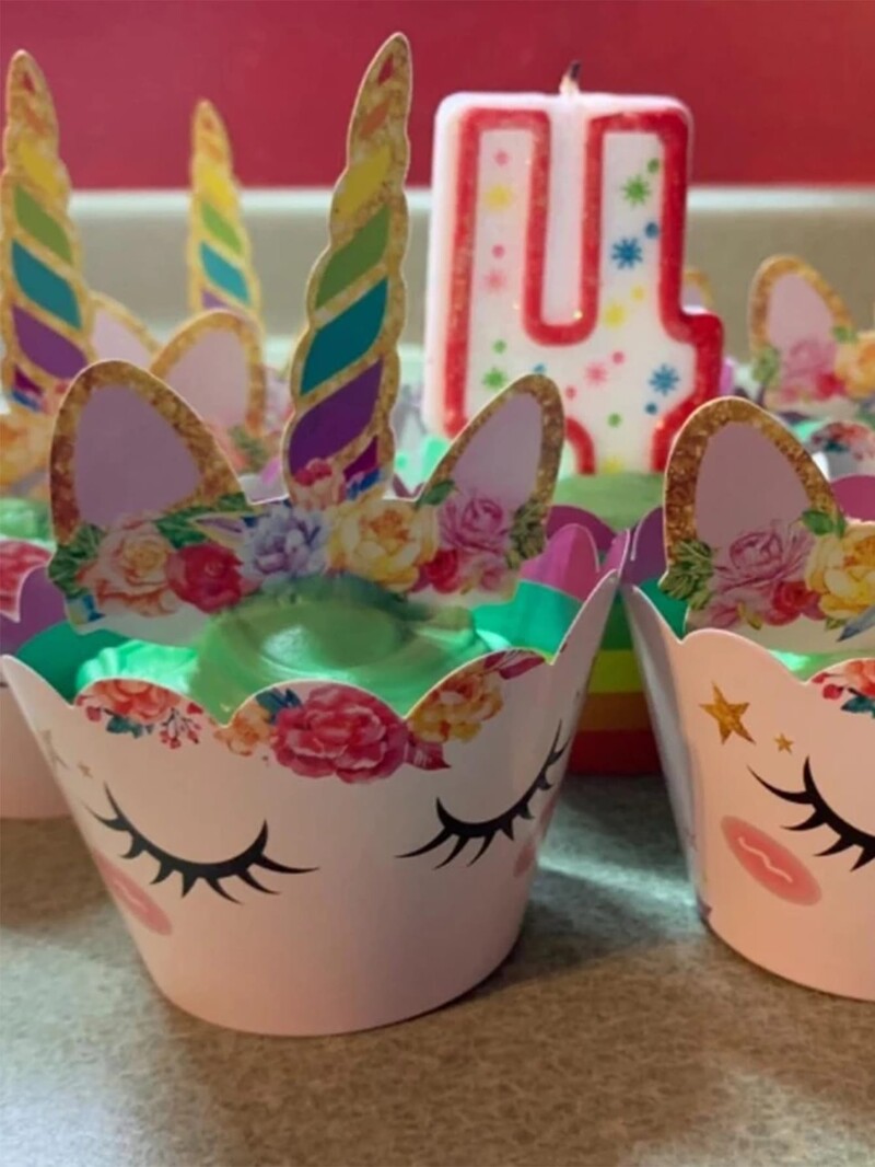 12 egyszarvú torta plug-in-12 cupcake dekoráció, unikornis témájú tortadísz, tortadísz