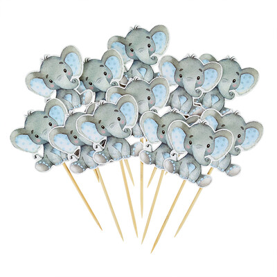 12 τμχ Μπλε ροζ Elephant Cupcake Topper Baby Shower Cake Toppers Παιδικά πάρτι γενεθλίων για διακόσμηση τούρτας