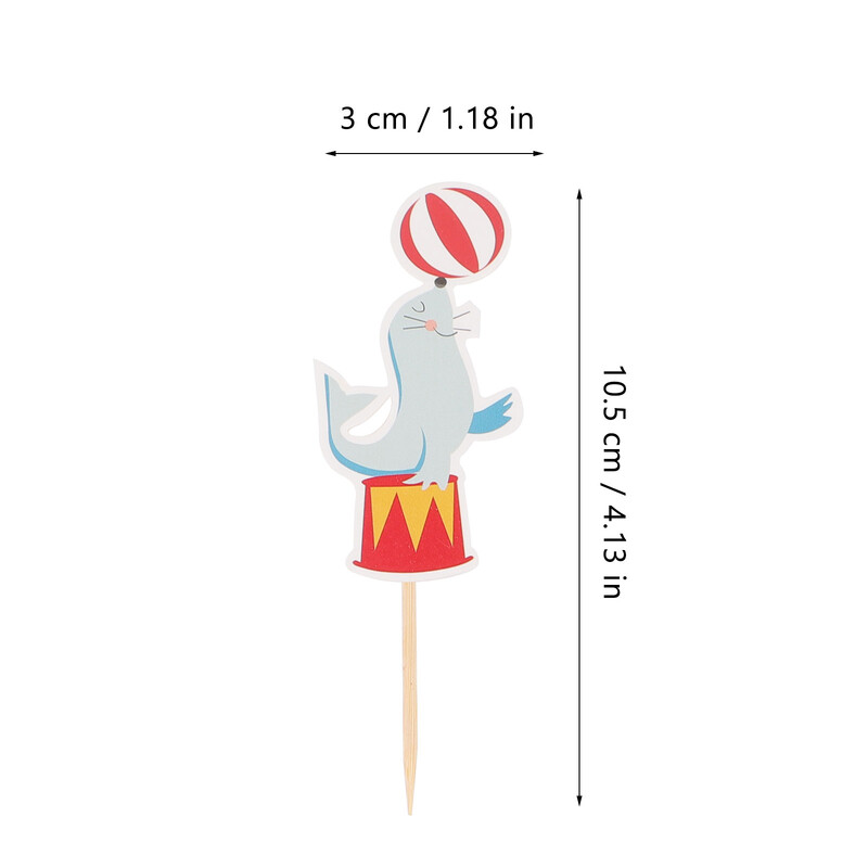 48 db cirkuszi torta betét Születésnapi buli Elefánt Cupcake Toppers Állati Delfin Karneváli Téma Dekorációk Papír