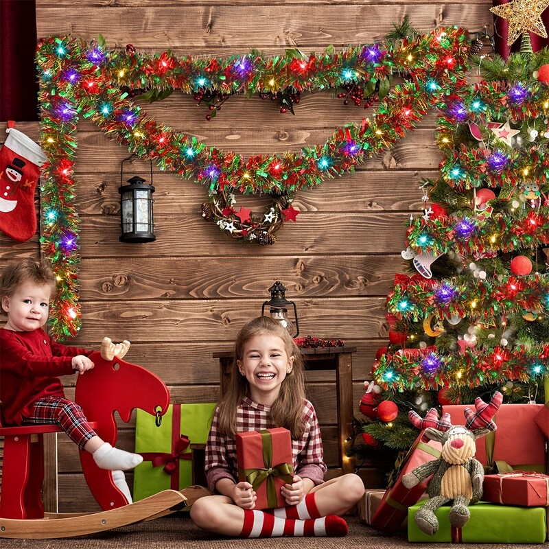 5M/16FT karácsonyi talmi füzér LED-lámpákkal fára akasztó szoba dekorációhoz Party Favor karácsonyi kellékek ünnepi dekoráció