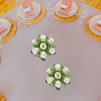 Floral Candle Rings Artificial Floral Candle Wreaths Διακοσμητικό Κηροπήγιο στεφάνι για σκάλα μοκέτα τοίχου παραθύρου