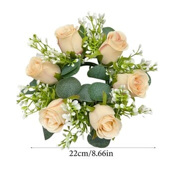 Floral Candle Rings Artificial Floral Candle Wreaths Διακοσμητικό Κηροπήγιο στεφάνι για σκάλα μοκέτα τοίχου παραθύρου