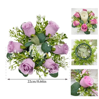 Floral Candle Rings Artificial Floral Candle Wreaths Διακοσμητικό Κηροπήγιο στεφάνι για σκάλα μοκέτα τοίχου παραθύρου