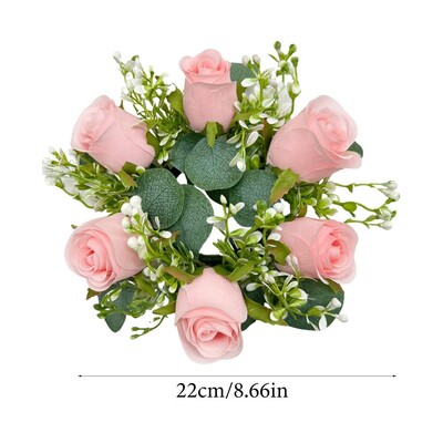 Floral Candle Rings Artificial Floral Candle Wreaths Διακοσμητικό Κηροπήγιο στεφάνι για σκάλα μοκέτα τοίχου παραθύρου