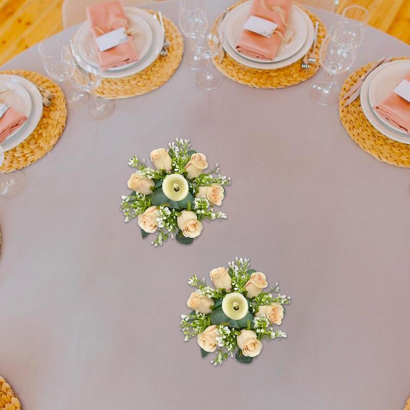 Virágos gyertyagyűrűk Művirágos gyertyakoszorúk Dekoratív gyertyatartó koszorú ablakfalhoz szőnyeglétra