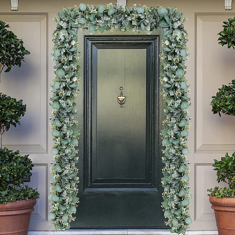 175 cm hamis eukaliptusz rattan mesterséges növények szőlő zöld füzér levél selyem borostyán falra akasztó füzér esküvői parti dekoráció