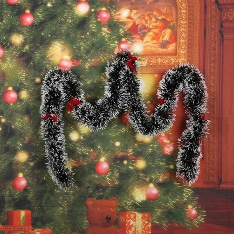 3/1 DB 2M karácsonyi dekorációs bár felsők szalag füzér karácsonyfa díszek fehér sötétzöld nád talmi karácsonyi parti kellékek