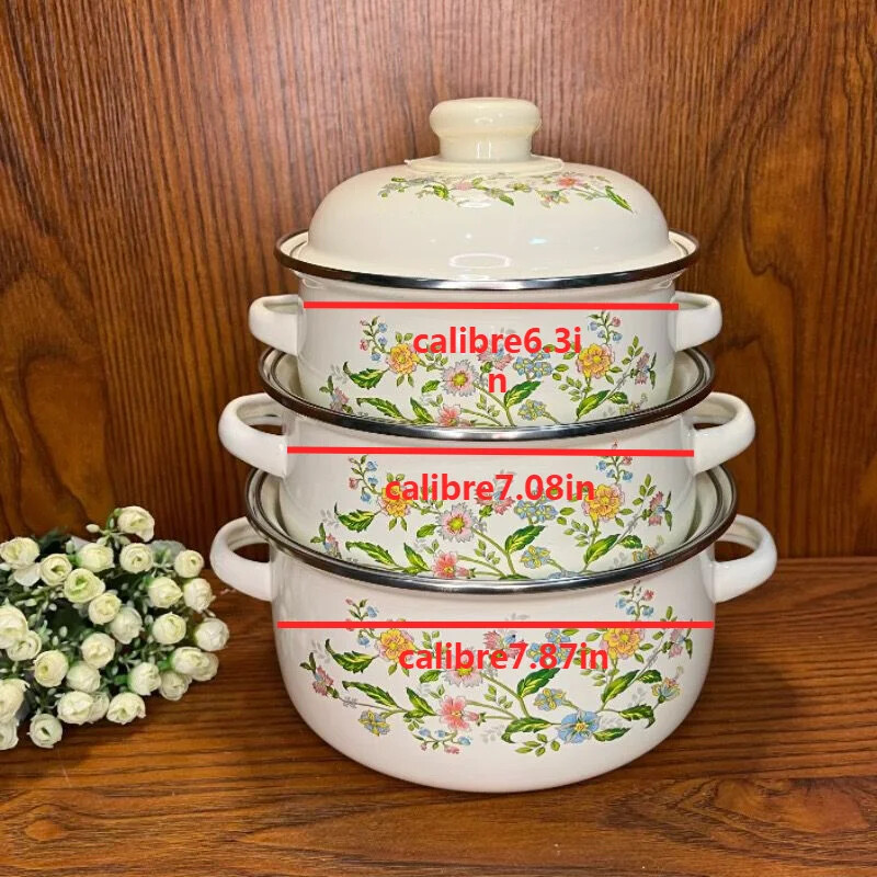 Zománcozott zománcozott fazekak és serpenyők Három részes étkészlet gyerekeknek kiegészítő edények és serpenyők Indukciós gáztűzhely univerzális