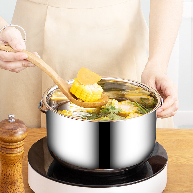Fazék leves Főzés acél rozsdamentes pörkölt tálak Stockpot Konyhai edények Serpenyő Fém Handleramen fazekak és serpenyők edénykészlet