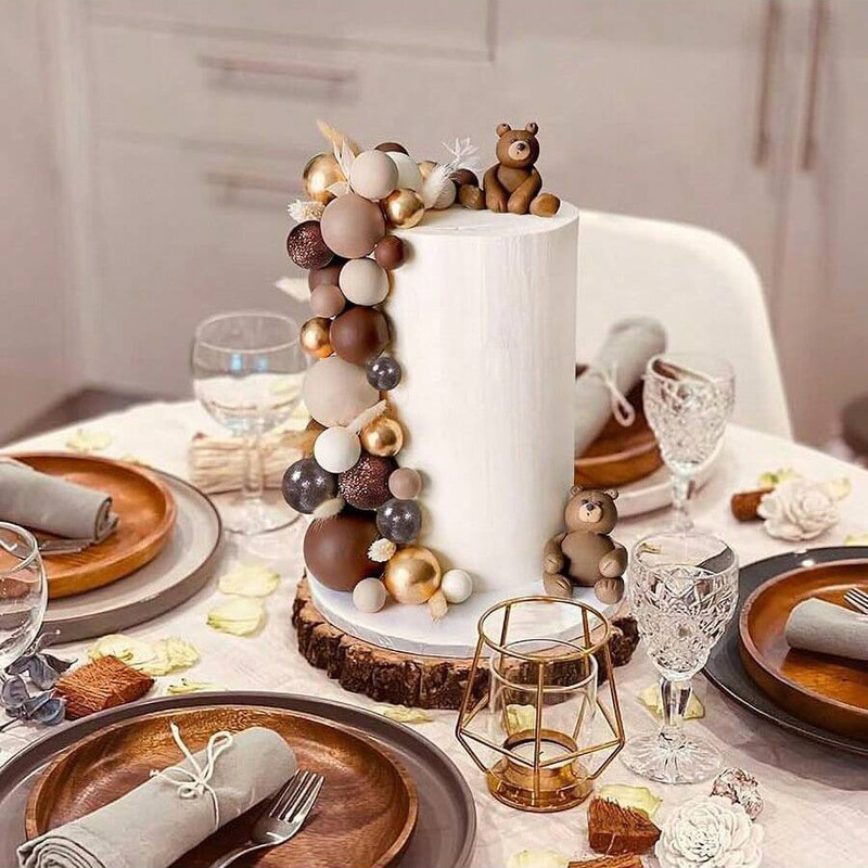 56 DB golyós torta válogatás színes golyó alakú torta teteje Pearl Balls tortabetét party dekorációs kellékekhez Barna sorozat színei