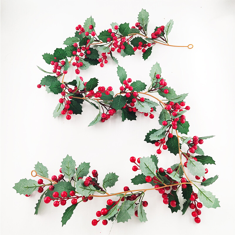 karácsonyi hamis szőlők világító beltéri dekoráció izzó otthoni dekoratív szőlők piros gyümölccsel karácsonyi hálaadás napi kellékek