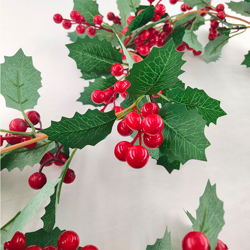 karácsonyi hamis szőlők világító beltéri dekoráció izzó otthoni dekoratív szőlők piros gyümölccsel karácsonyi hálaadás napi kellékek