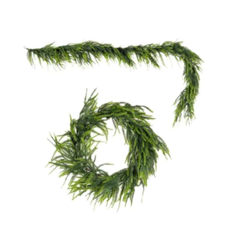150 cm-es karácsonyi füzér mesterséges fenyő zöldfüzér vízálló karácsonyi dekoráció beltéri esküvői kellékekhez