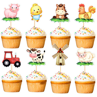 Farm Series Cake Topper Lambs Ponies Piglets Chickens Ducks Haystocks για Παιδικά Διακόσμηση τούρτας για πάρτι γενεθλίων ενός έτους