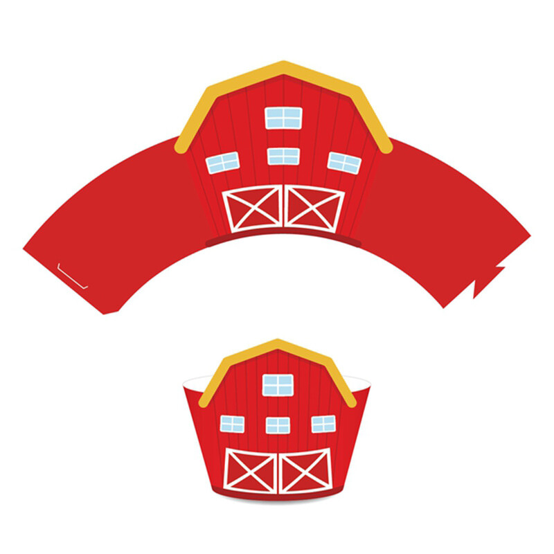 24 db Farm Animal Cupcake-csomagoló babaváró születésnapi buli esküvői party dekorációhoz