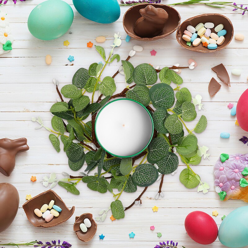 2db mesterséges eukaliptusz levelek gyertya koszorúk virág gyertyagyűrűk esküvői asztaldísz karácsonyi parti dekoráció