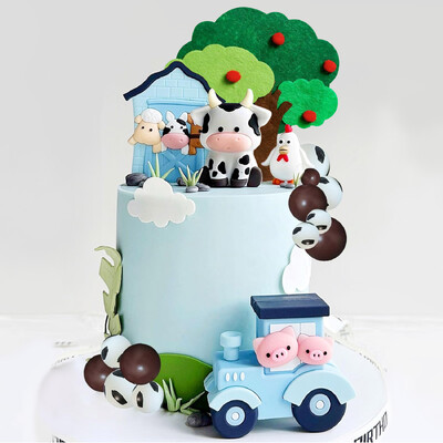 Red Farm Sheep Cake Topper Διακόσμηση ζώων σε φάρμα Cow Pig Cake Topper for Farm Animal Baby Shower Διακοσμήσεις για πάρτι γενεθλίων