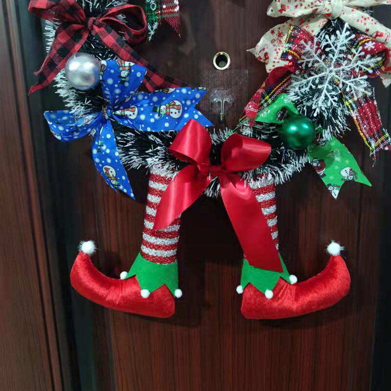 Rajzfilm Karácsonyi Koszorú Bohóc íjak Ajtó Koszorú Aranyos Dísz Karácsonyi Ház falra akasztott koszorú újév karácsonyi dekoráció