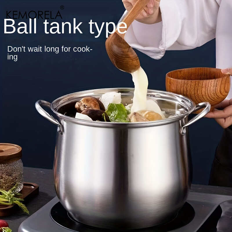 1 db rozsdamentes acél leveses fazék nagy kapacitású háztartási tésztafőző edény pörkölt csirkeleves indukciós tűzhely gáztűzhely univerzális