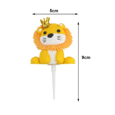 1 τμχ Cartoon Woodland Animals Cake Topper Jungle Safari Cupcake Decor Cute Forest Lion Tiger Toppers 1st Boy Birthday Cake Decor