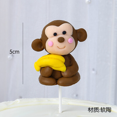 1 τμχ Cartoon Woodland Animals Cake Topper Jungle Safari Cupcake Decor Cute Forest Lion Tiger Toppers 1st Boy Birthday Cake Decor
