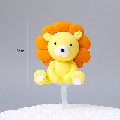 1 τμχ Cartoon Woodland Animals Cake Topper Jungle Safari Cupcake Decor Cute Forest Lion Tiger Toppers 1st Boy Birthday Cake Decor