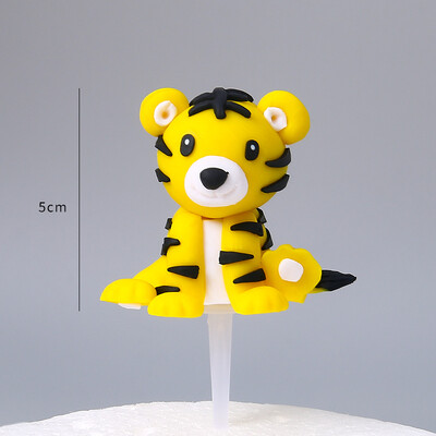 1 τμχ Cartoon Woodland Animals Cake Topper Jungle Safari Cupcake Decor Cute Forest Lion Tiger Toppers 1st Boy Birthday Cake Decor