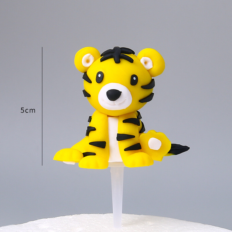 1db Cartoon Woodland Animals Cake Topper Jungle Safari Cupcake Decor Aranyos Erdei Oroszlán Tigris Toppers 1. Fiú születésnapi torta dekoráció