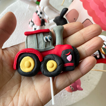 Farm Animal Cupcake Toppers Baby Shower Tractor Shepherd Dog Cow Goose Ma Yunduo Zenon Barn Theme Birthday Party Cake Decoration