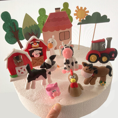 Ζώα φάρμας Cupcake Toppers Baby Shower Tractor Shepherd Dog Cow Goose Ma Yunduo Zenon Barn Διακόσμηση τούρτας γενεθλίων