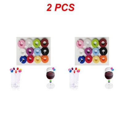 2/4/6 DB Vörösboros pohár embléma azonosító Élelmiszer-minőségű szilikon 12 db Bárkiegészítők Borosüveg Medálos Party Borbot