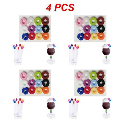 2/4/6 DB Vörösboros pohár embléma azonosító Élelmiszer-minőségű szilikon 12 db Bárkiegészítők Borosüveg Medálos Party Borbot