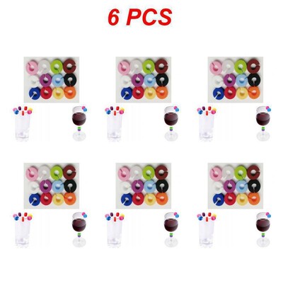 2/4/6 DB Vörösboros pohár embléma azonosító Élelmiszer-minőségű szilikon 12 db Bárkiegészítők Borosüveg Medálos Party Borbot