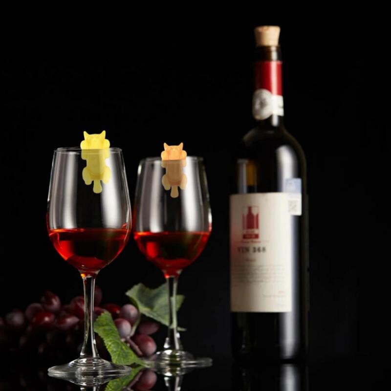 Mini macska alakú szilikon borospohár marker ivópohár azonosító jel jelzés címke pezsgős koktélbár kiegészítők