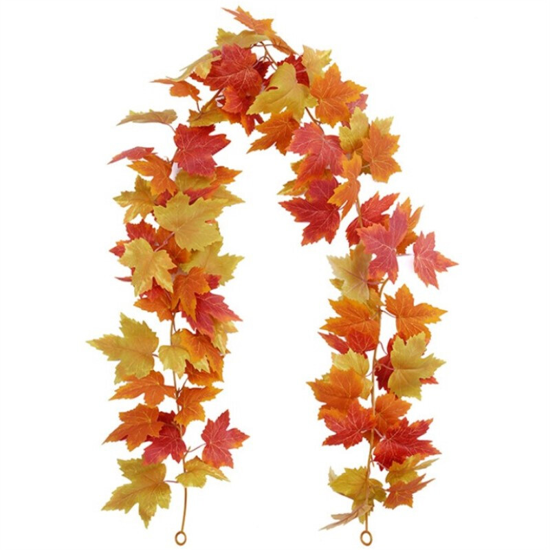 Mesterséges juharlevél őszi juharfüzér őszi levél szőlő otthoni dekorációhoz kerti esküvő Halloween karácsonyi dekoráció