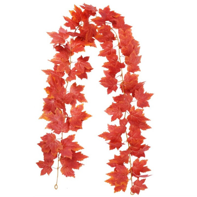 Mesterséges juharlevél őszi juharfüzér őszi levél szőlő otthoni dekorációhoz kerti esküvő Halloween karácsonyi dekoráció