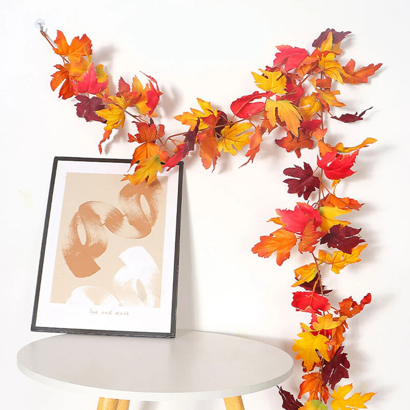 1db mesterséges juharlevél szőlőfüzér őszi kültéri lakberendezés függő szőlőlevél hálaadás Halloween party dekoráció