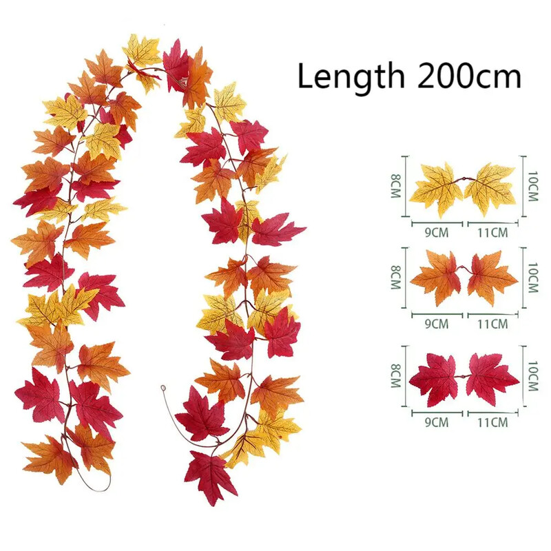 1db mesterséges juharlevél szőlőfüzér őszi kültéri lakberendezés függő szőlőlevél hálaadás Halloween party dekoráció