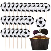24/48db Futball-labda Cupcake Toppers Sport tematikus tortadísz gyerekeknek Születésnapi parti díszek