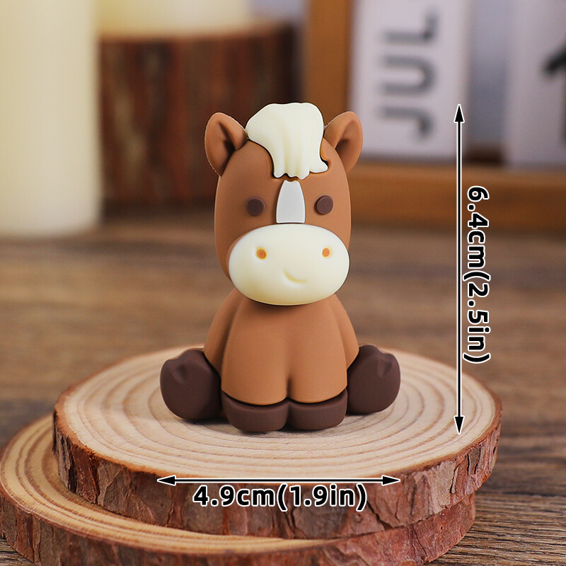 Farm Cake Topper Barna Ló Torta Díszek Rajzfilm Ülő Póni Csaj Szénakazal gyerekeknek Születésnapi parti kellékek Születésnapi ajándék