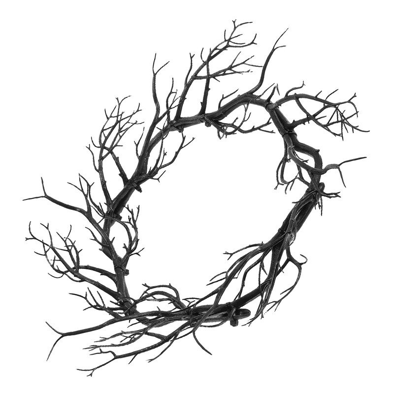 Gallyfüzér fotó kellékek hamis ág Halloween koszorú mesterséges otthonra, fekete műanyag ajtók buliba