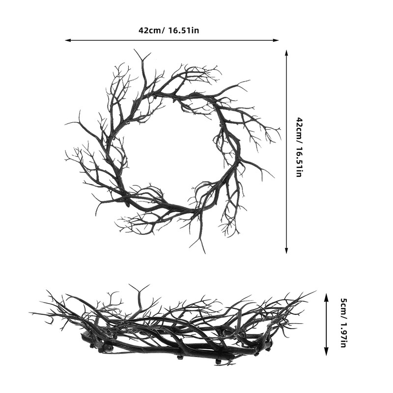 Gallyfüzér fotó kellékek hamis ág Halloween koszorú mesterséges otthonra, fekete műanyag ajtók buliba