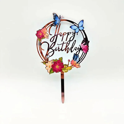 Ins Gold Space Planet Happy Birthday Cake Topper Ασημί Υψηλής ποιότητας ακρυλικό παιδικό πάρτι Topper Baby shower Dessert