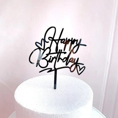 Ins Gold Space Planet Happy Birthday Cake Topper Ασημί Υψηλής ποιότητας ακρυλικό παιδικό πάρτι Topper Baby shower Dessert