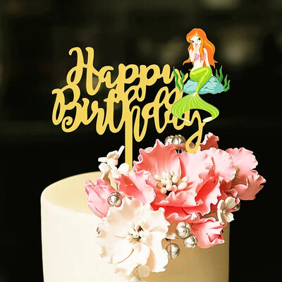 Ins Gold Space Planet Happy Birthday Cake Topper Ασημί Υψηλής ποιότητας ακρυλικό παιδικό πάρτι Topper Baby shower Dessert