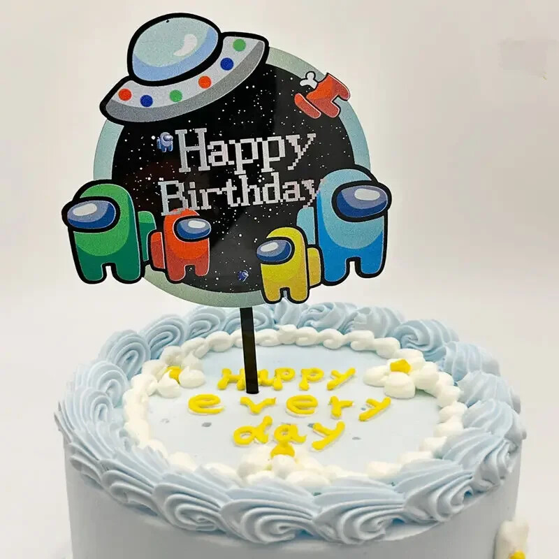 Ins Gold Space Planet Boldog születésnapot tortafedele Ezüst Kiváló minőségű akril gyerekparti tortafedő babazuhany desszertdísz
