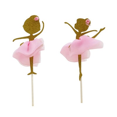 Cake Toppers Gold Glitter Dancing Girl Ballerina Cupcake Toppers Cake Picks Wedding Shower Birthday Party Διακόσμηση